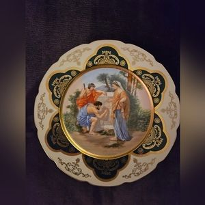 Antique Royal Vienna Made In Germany Gold Beaded Porcelain Charger Plate